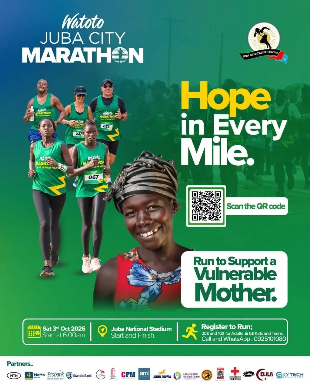 Watoto Juba City Marathon Set for Saturday in Juba “Hope in Every Mile” as runners take on 21km, 10km and 5km races to support vulnerable mothers