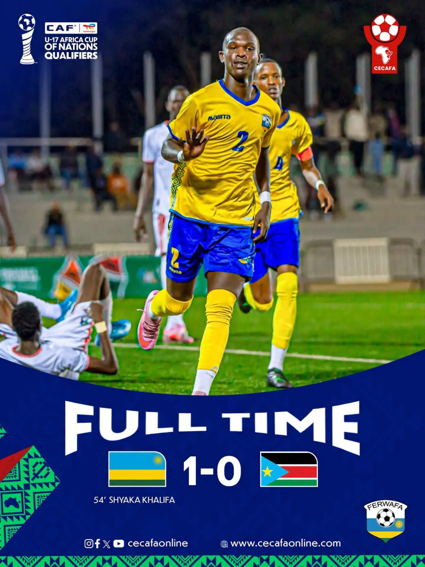 Rwanda Beat South Sudan U17 in CAF U17 AFCON Qualifiers